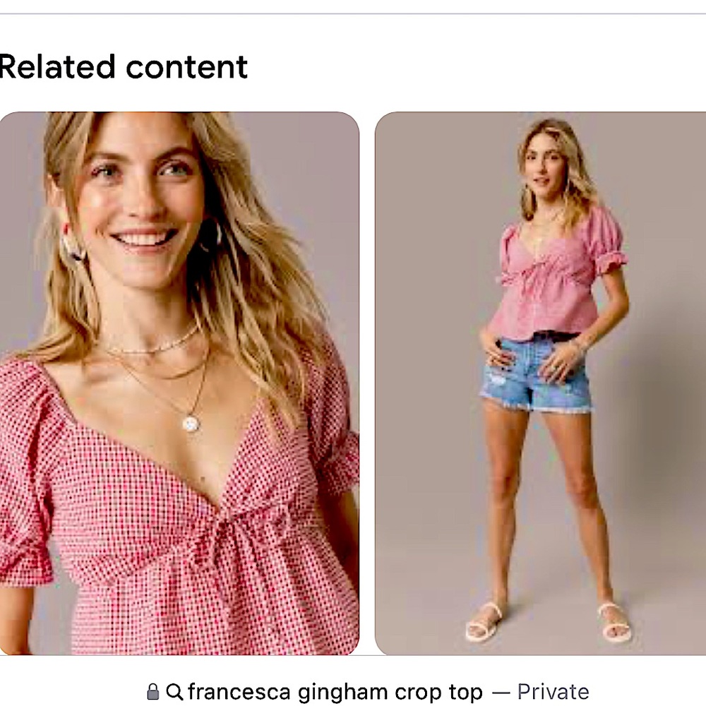 Gingham Puff Sleeve Open Back with Bow Tie Crop Top